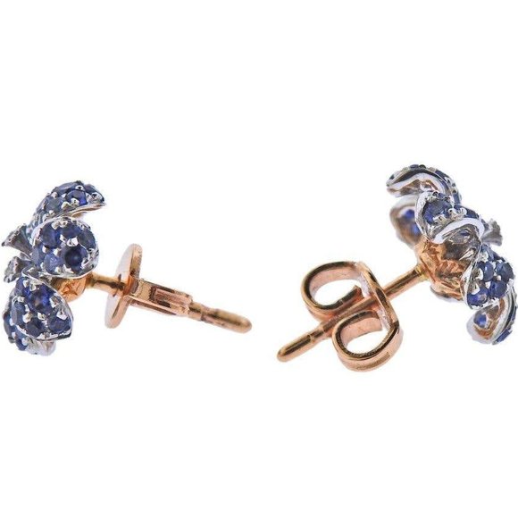 Gucci Flora Orchid Gold Diamond Sapphire Stud Earr - Picture 3 of 8